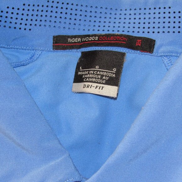 Tiger Woods Collection Nike Golf Dri Fit Blue Stretchy Short Sleeve Polo Shirt L - Picture 6 of 6